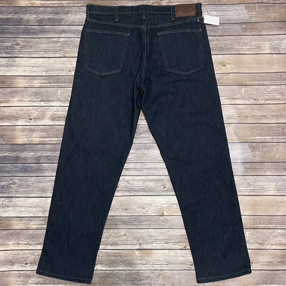 Lands End Dark Wash Mens Traditional Fit Square Rigger Jeans NWT 36 Tapered